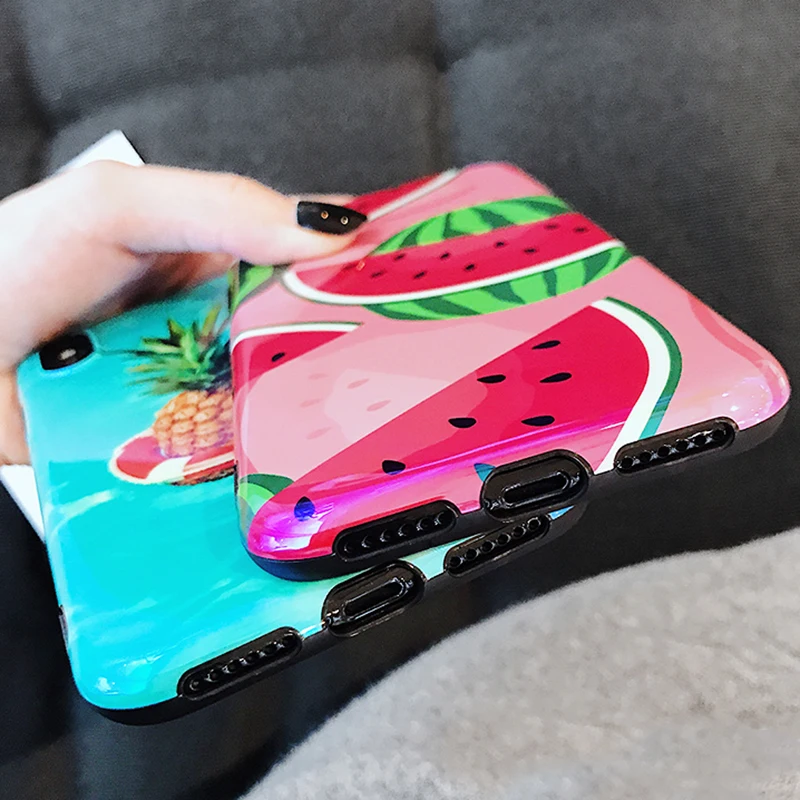 Летние чехлы для телефонов с фруктами iphone X милым рисунком ананас арбуз чехол 6 S 7 8