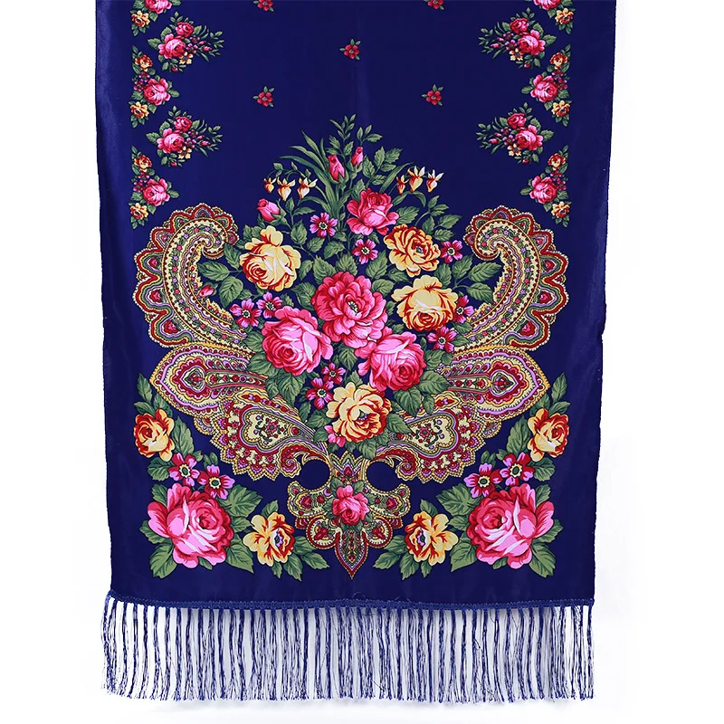 twill silk scarf crinkle hijab Printed long scarf Twill cotton fringed shawl Rose tassel luxury scarf foulard femme musulman