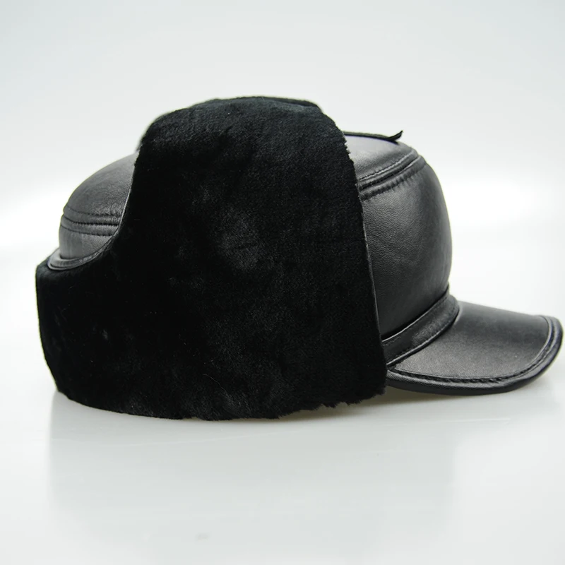 2018 реальные Для мужчин зимние Шапки из натуральной кожи Бейсбол Кепки защитить