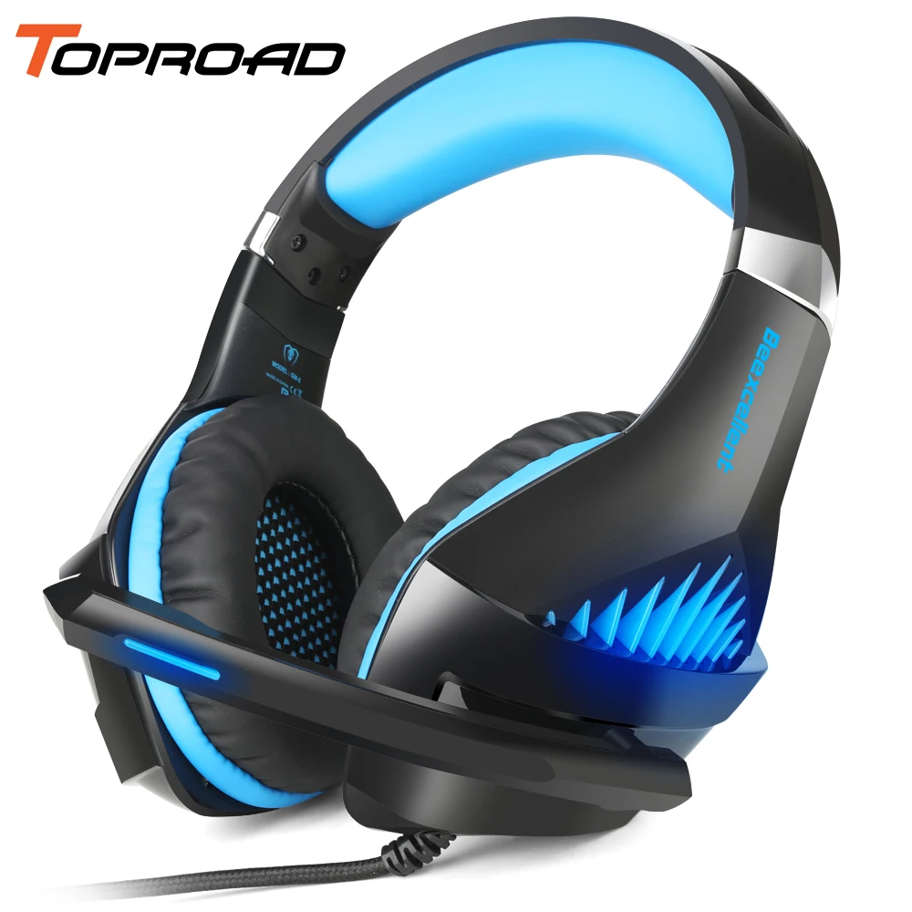 TOPROAD Игровые наушники 3D стерео объемный звук с микрофоном 3 5 мм светодиодный