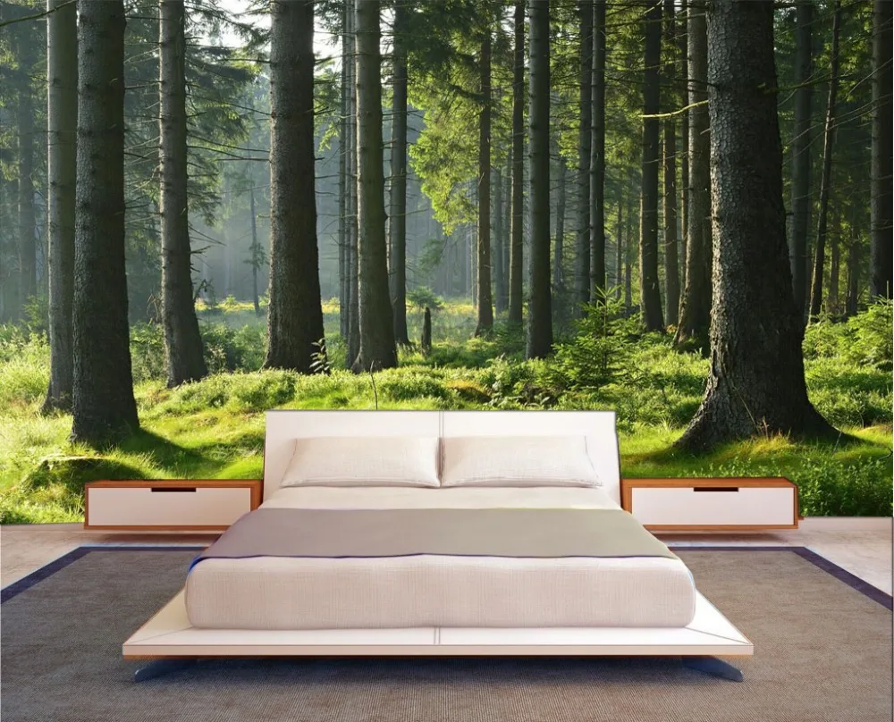 Настенная 3d фотообои с деревом зеленым лесом для гостиной спальни фоновые обои