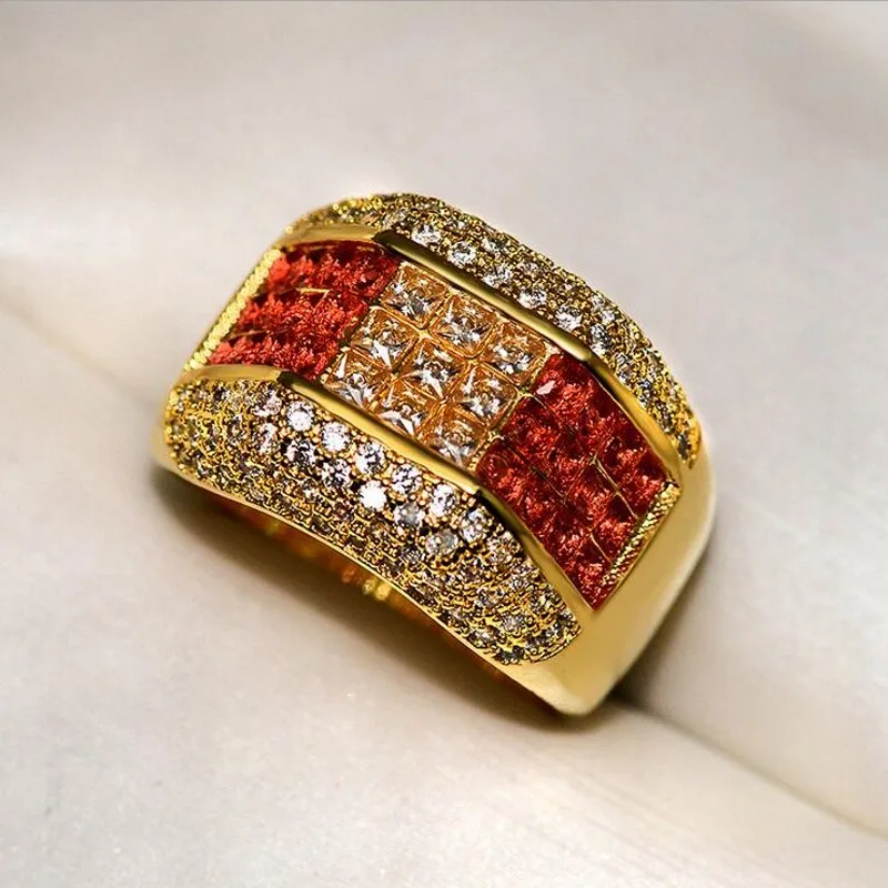 Clsssical Luxury Jewelry Big Promostion 925 Silver&ampGold Fill Full 5A Cubic Zirconia Eternity Wedding Bridal Ring For Women Gift |