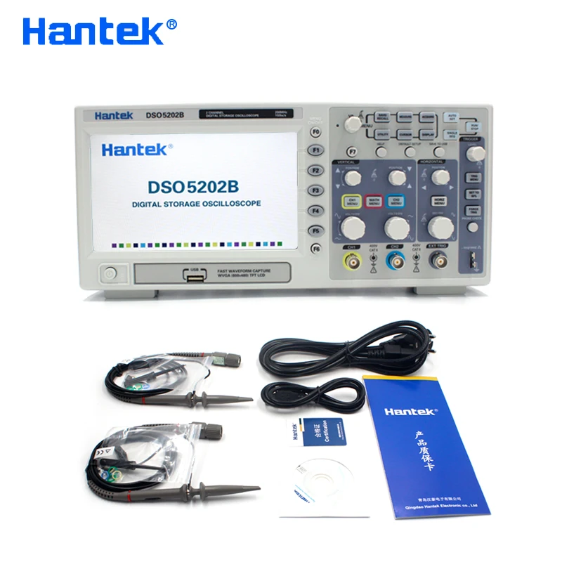 Цифровой осциллограф Hantek DSO5202B ручной 2-канальный 200 МГц ЖК-дисплей USB частота