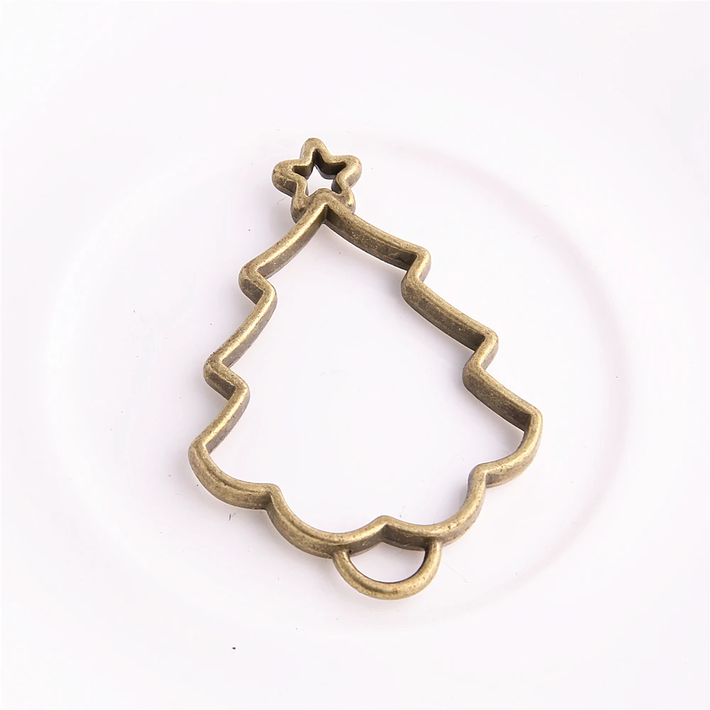 

SWEET BELL 15pcs 31*45mm Alloy jewelry setting accessories Christmas tree charm Hollow glue blank pendant tray bezel charm