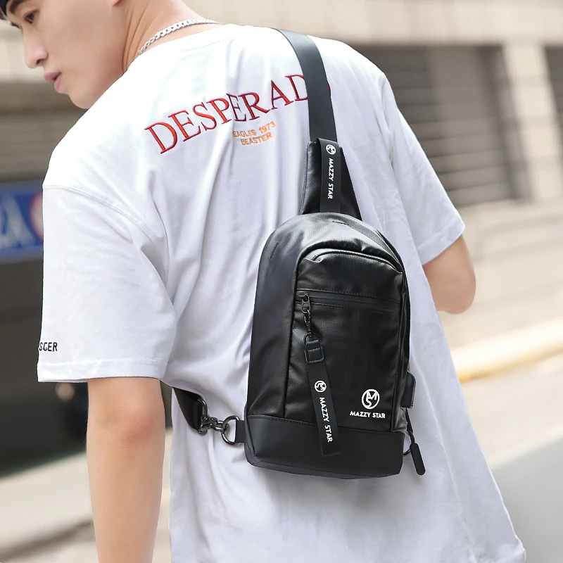 

USB Charging Crossbody Bags for Men Waterproof Sling Messenger Chest Bag Pack Casual Bag Single Shoulder Strap Pack Bag MS_522