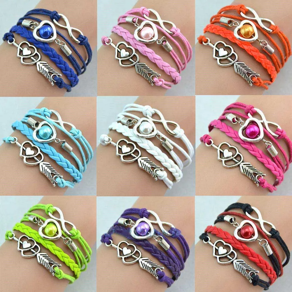 Браслет многослойный из искусственной кожи M534 TT @ 88|heart bracelet|bracelet fashionfashion bracelet |