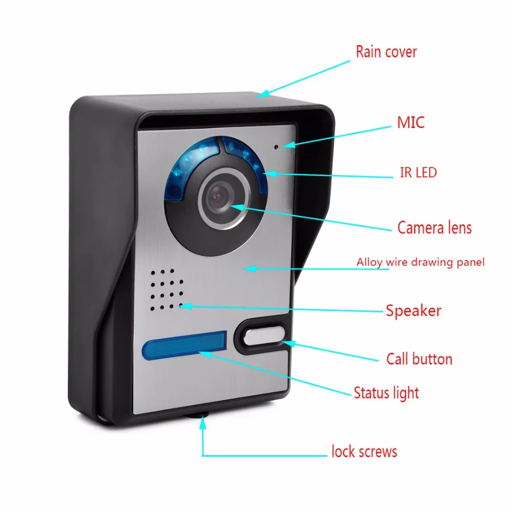 

SmartYIBA Video Door Phone System 7" Clear LCD Monitor Wired Video Intercom Doorbell Kits Night Vision Camera
