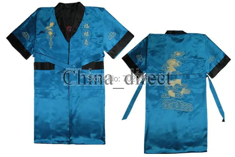 Мужское нижнее белье-кимоно пижама из искусственного шелка с китайской