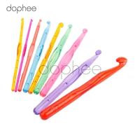 dophee 9pcsset multi color plastic knitting needles crochet hooks thick head knitting tools for diy knitting crafts supplies