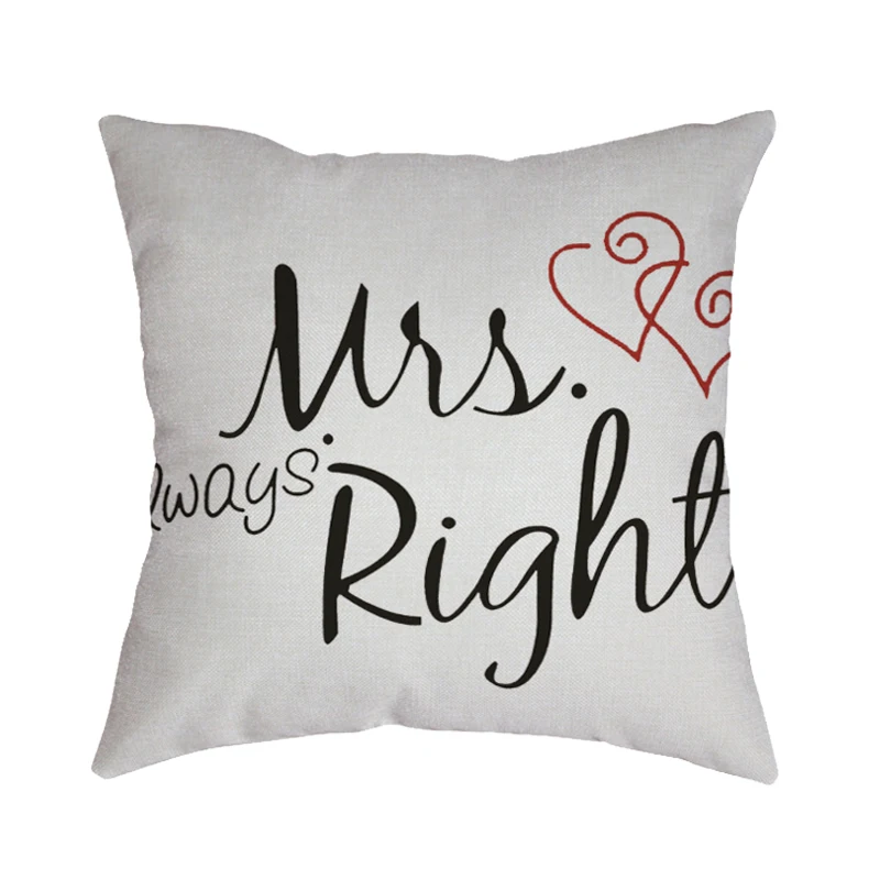 Свадебное украшение Mr Mrs чехол для подушки с надписью Love Heart наволочка дивана