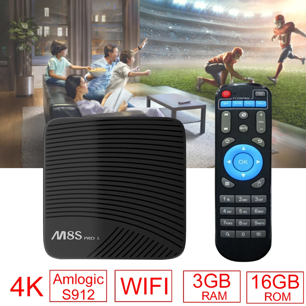 M8S PRO L Android 7 1 ТВ телеприставки Smart медиаплеер с гарнитурой WI FI HDMI удаленного