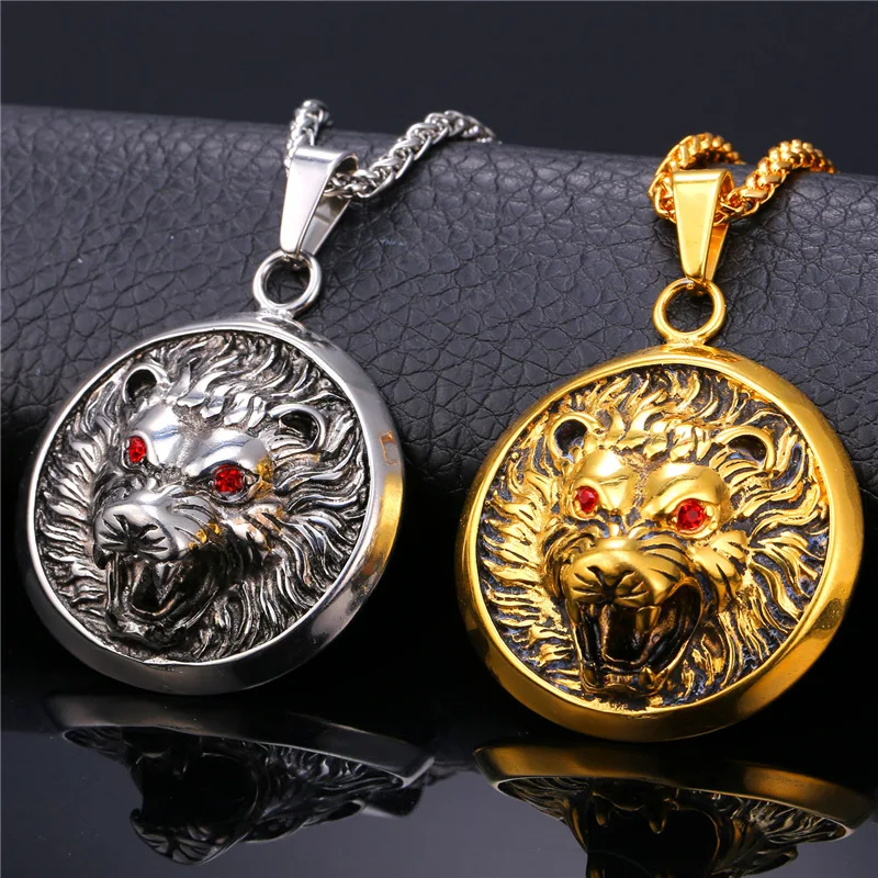 G панк рок стиль голова волка красный глаз новый тренд желтое золото цвет