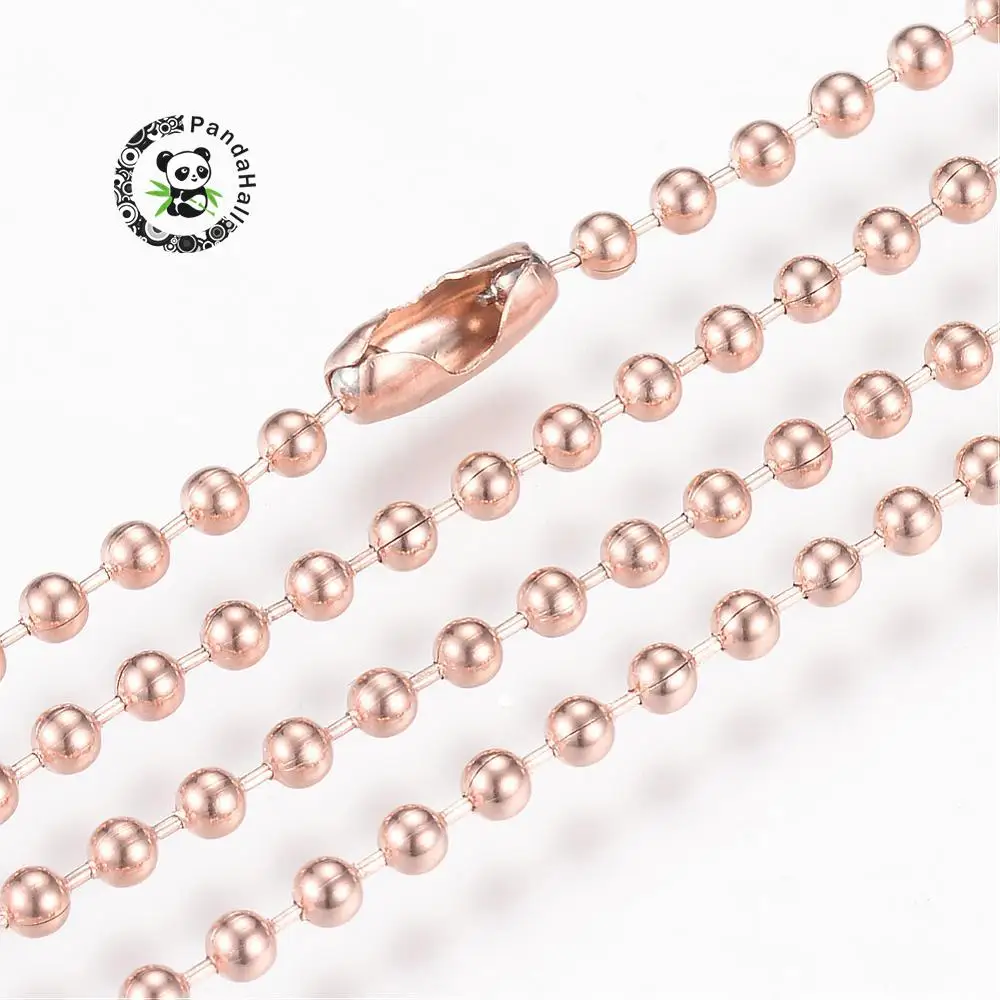 

12Strands 304 Stainless Steel Rose Gold Ball Chain DIY Connector Clasp Chains Necklace Jewelry Makings 29.5"(75cm)x2.3mm