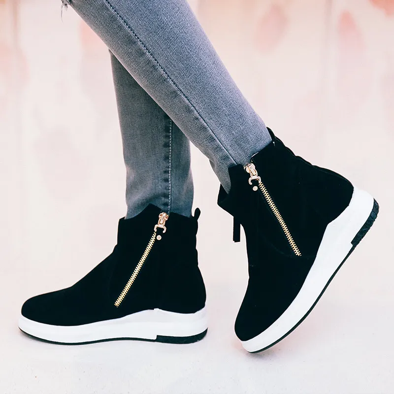 Женские ботинки Челси YMECHIC черные/коричневые повседневные короткие на платформе