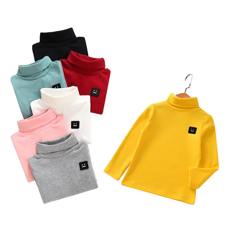 New Cotton Autumn Boys Girls Basic Shirts Winter Turtleneck Collar T Shirt For 1-6Years Baby Girl Long Sleeve Clothes Comfort | Мать и