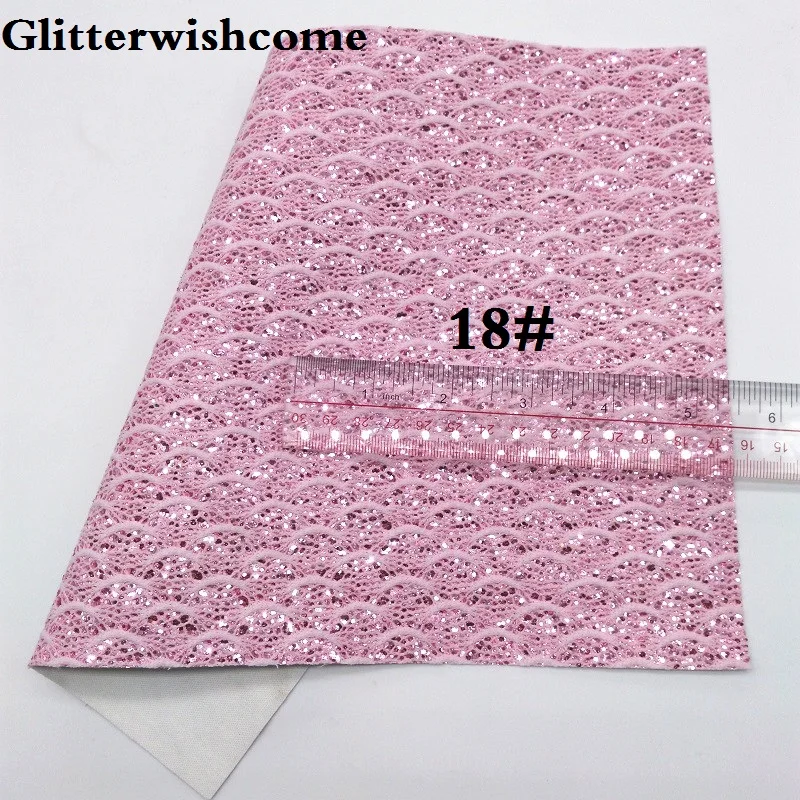 Glitterwishcome 30X134 см мини кружево в рулоне блестящая кожа, рыбка чешуя Русалки Fabirc кожа ткань винил для луков, GM020