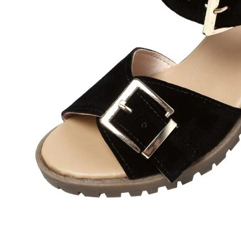 FITWEE/Размеры 33-42 Туфли-гладиаторы женские босоножки на толстом каблуке женская