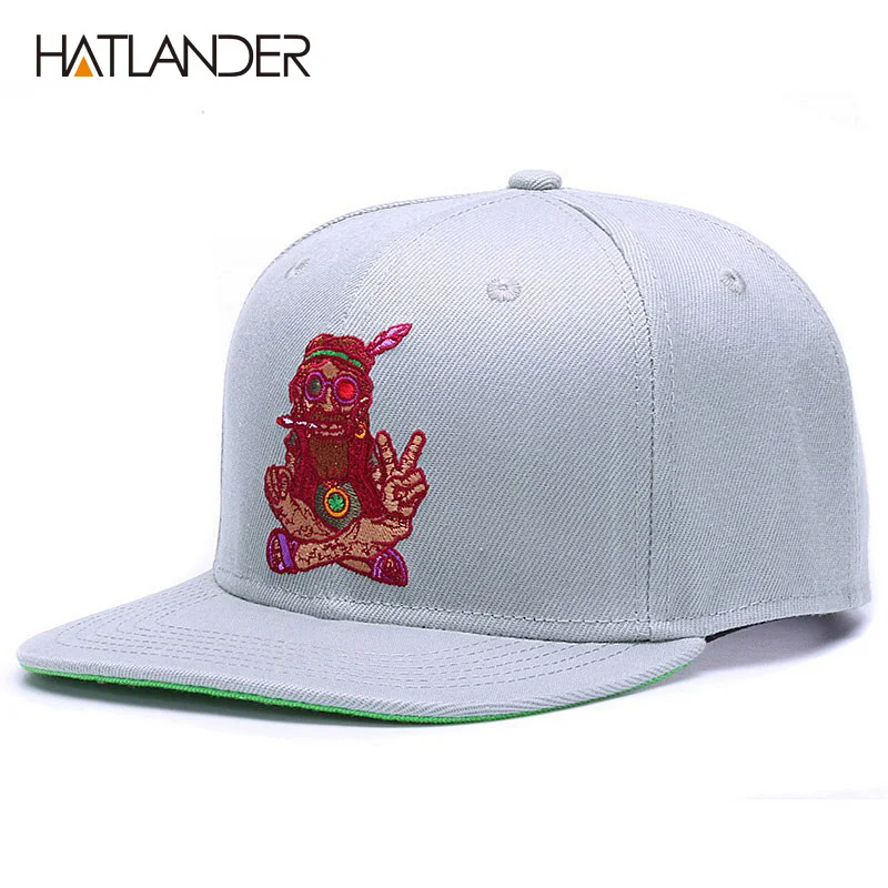 HATLANDER, оригинальная крышка, шапка для женщин и мужчин, бейсболки, вышивка, персонаж, твердая кость, хип-хоп кепка, крутая, серая, облегающая бейсболка