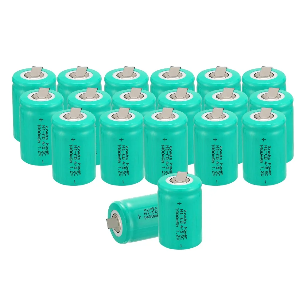 Anmas power! Высококачественная аккумуляторная батарея Ni-Cd 36g 4/5 SubC Sub C 1 2 V 1400mAh С Tab-Green 19