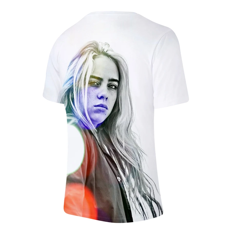 Billie Eilish, новинка, 3D футболка, для мужчин, летняя мода, хип-хоп, Harajuku, повседневная одежда, Billie Eilish, 3D, для девочек, желтая футболка