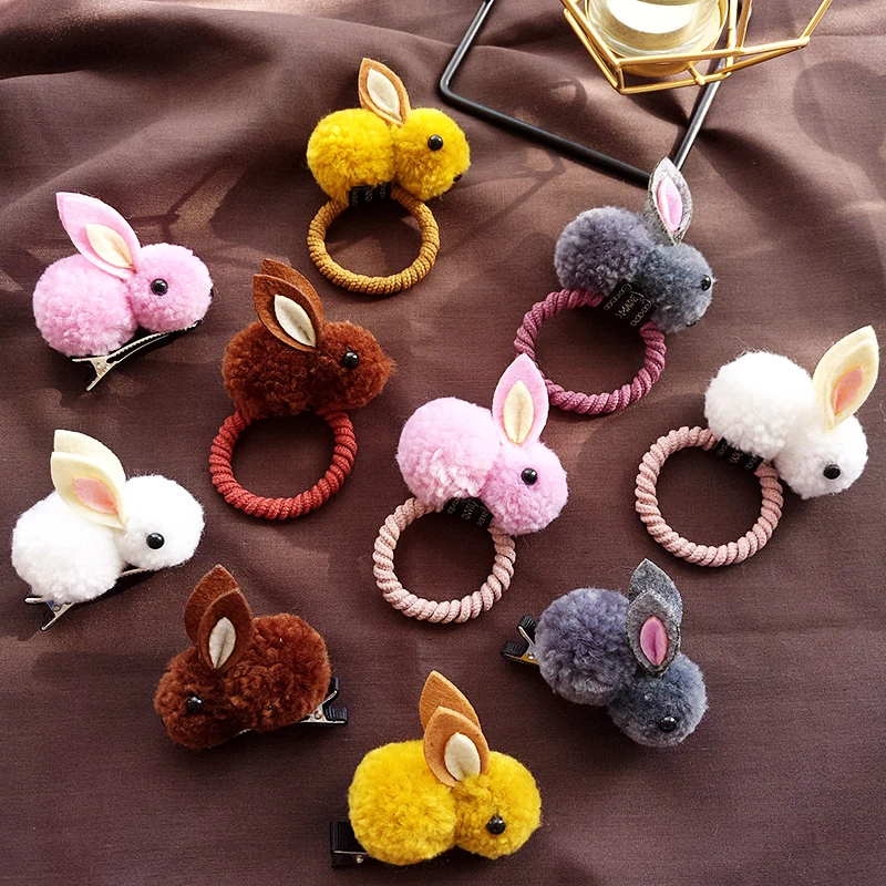Korean New Cute Animals Rabbit Style Hair Bands 3D Clip For kids Plush Ears Headband Children Girls Accessories | Детская одежда и