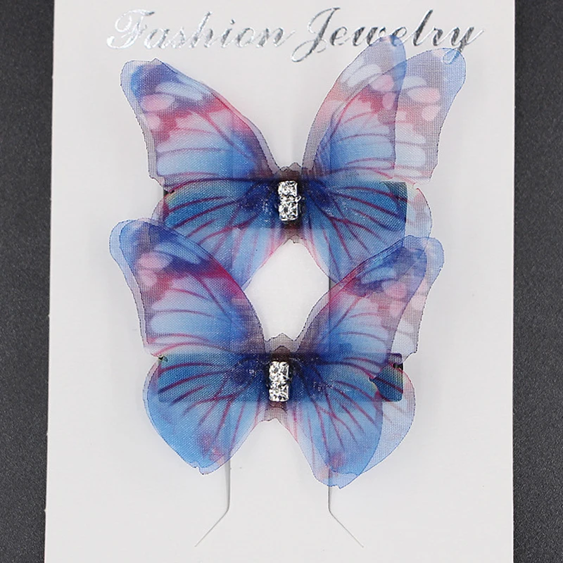 2 шт./партия двухслойные стерео заколки в виде бабочек Детские волосы для девочек