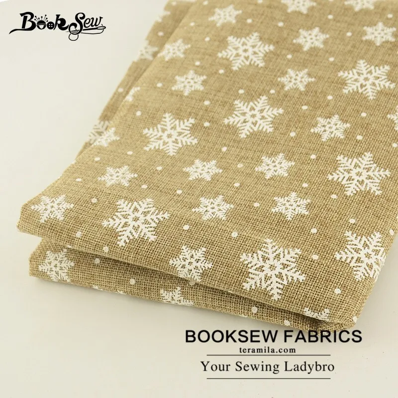 Booksew Лен Ткань 50x150 см Новогодние товары Вышивание ткань Снежинка Дизайн для скатерти чулок мешок Подушка украшения дома