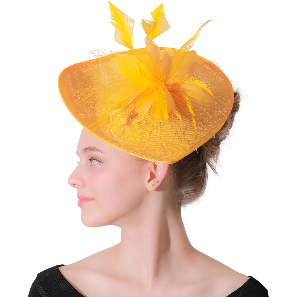 Elegant Lady Women Feather Fascinator Derby Chapeau Hair Clip Headwear Wedding Party Accessory Sombrero Female Fedora |
