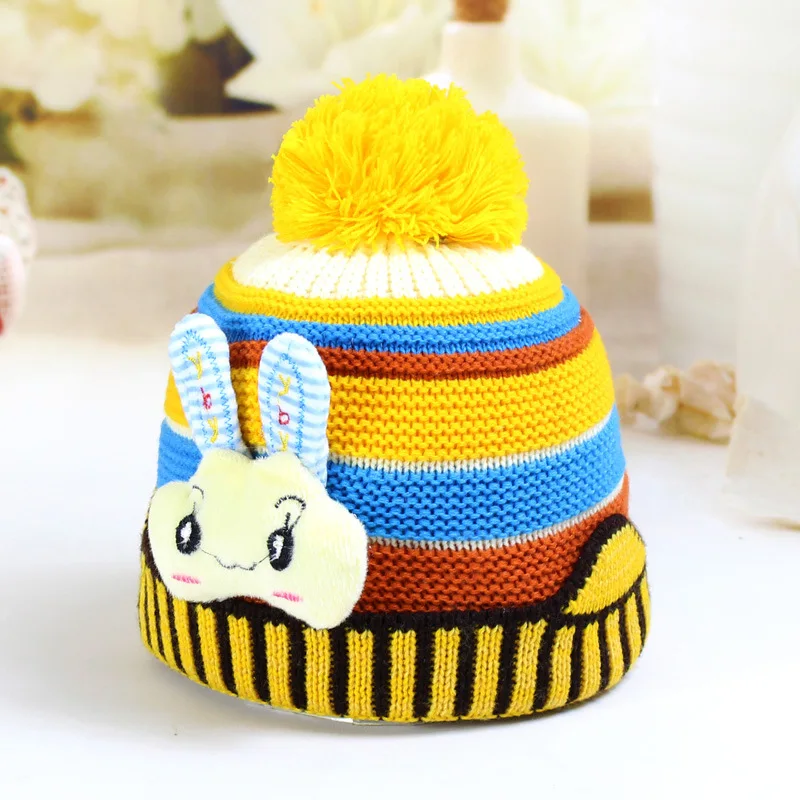 Милые детские шапки с заячьими ушками бини вязаная шапка Skullie зимние теплые для