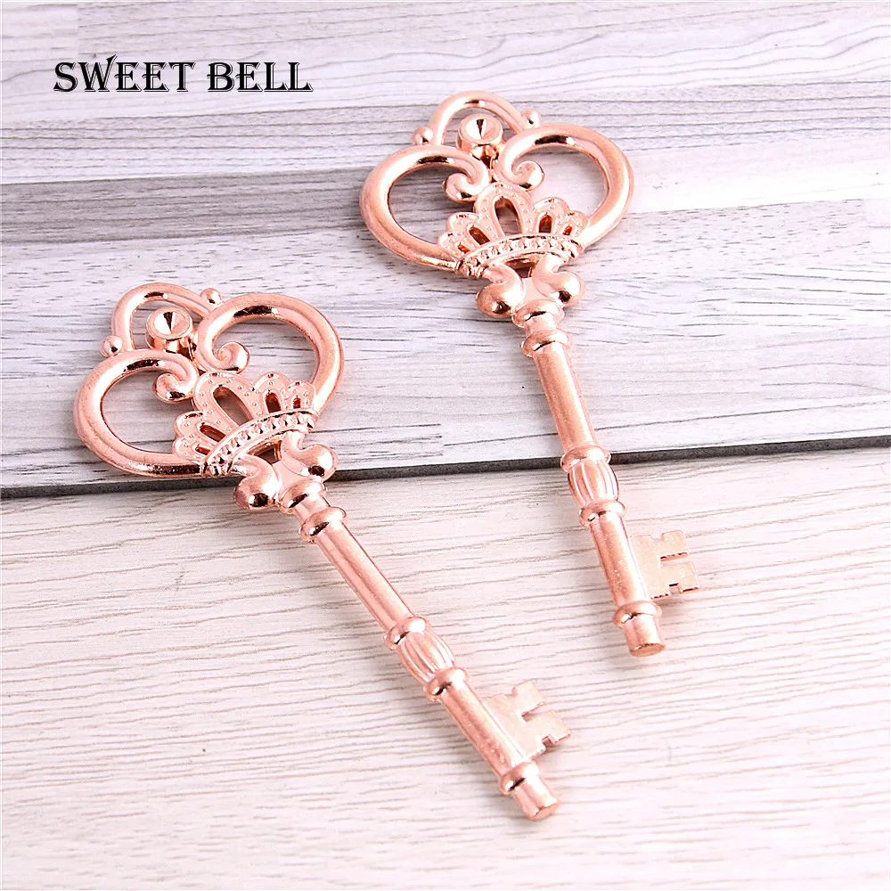 Sweet Bell 10 Pcs/lot 32*84mm Seven Color Metal Alloy Lovely Large Crown Key Charms Vintage Jewelry Keys Charms D0182-3