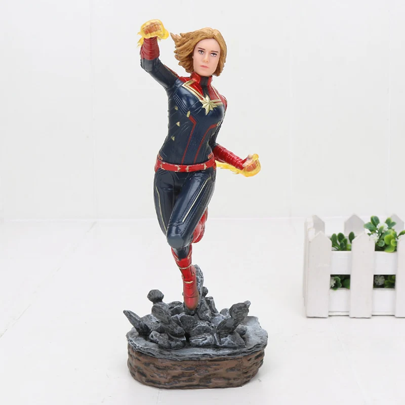 Carol Danvers no box 22-27 см Мстители эндгейм Железный человек Человек-паук Капитан Карол Дэнверс статуя ко железная Студия ПВХ Фигурки игрушки куклы - Цвет: Carol Danvers no box