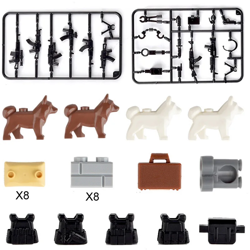 Kitoz DIY строительные блоки кирпичная игрушка военные трёхсторонние партии оружия