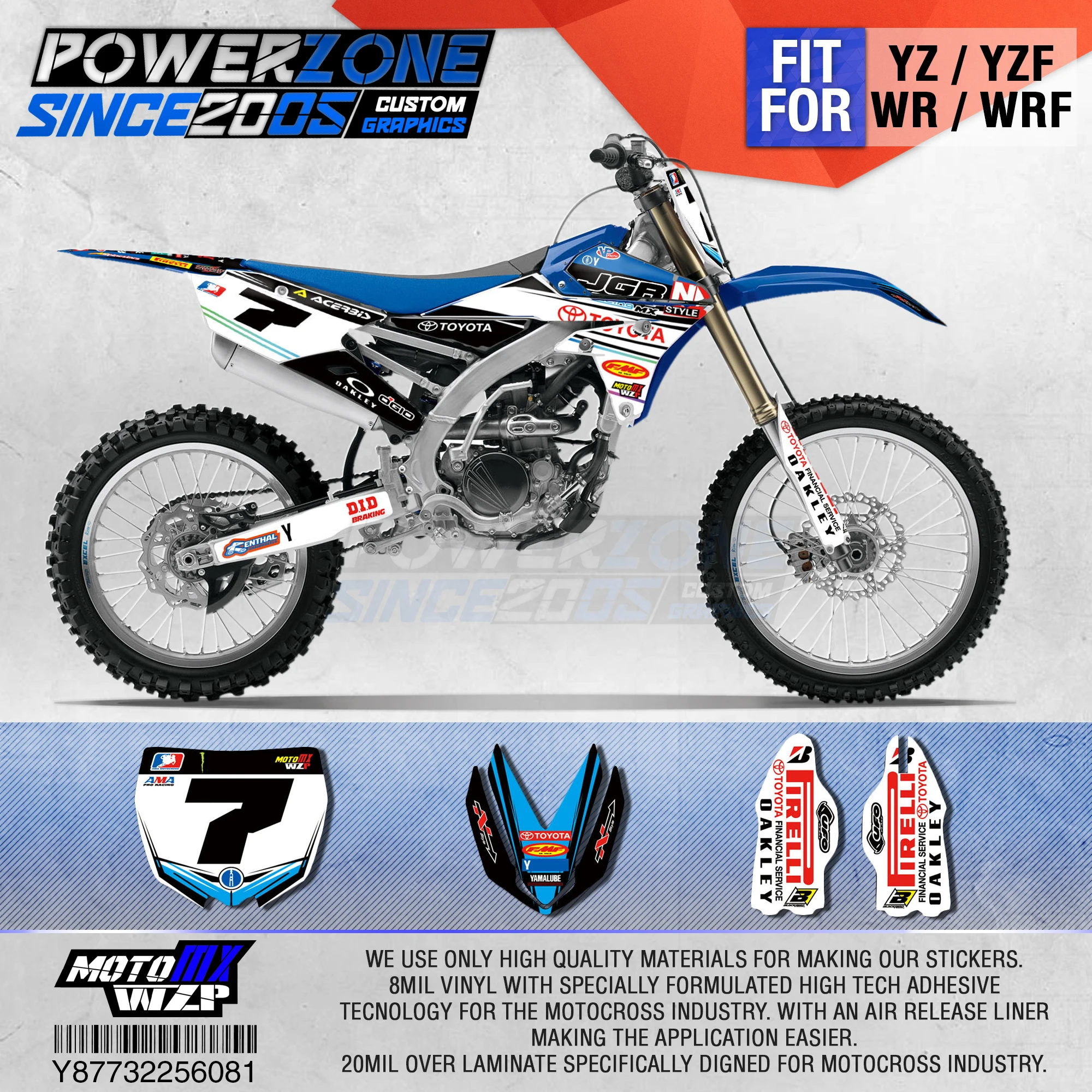 

PowerZone Customized Team Graphics Backgrounds Decals 3M Custom Stickers For YAMAHA YZF250FX 14-18 YFZ 19 YZF450 14-17 18-19 081