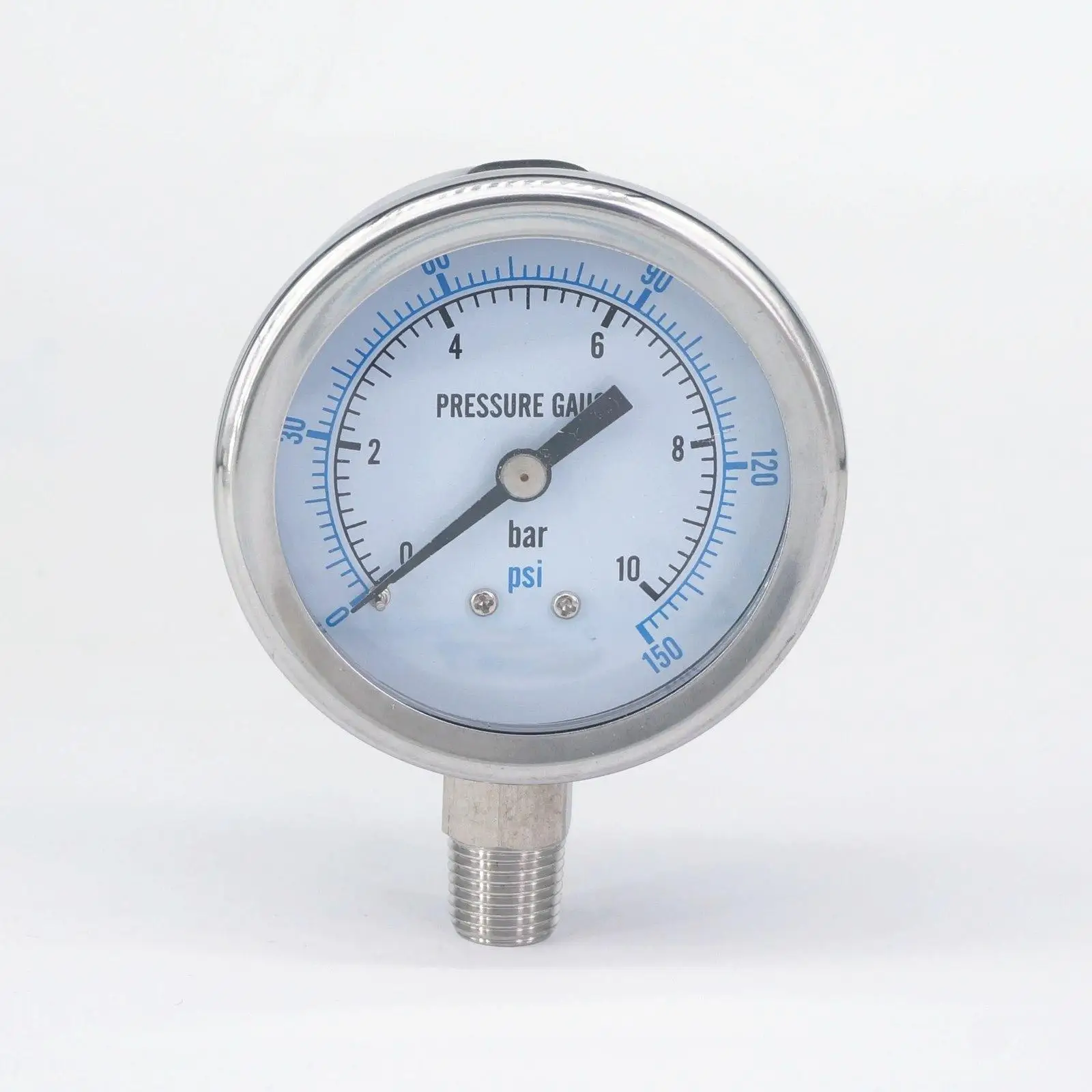 

0-10bar 1/8" NPT Male 60mm Dial Pressure Gauge 304 Stainless Bar PSI N2 Steam Brewing Pneumatic Gas Water Fuel