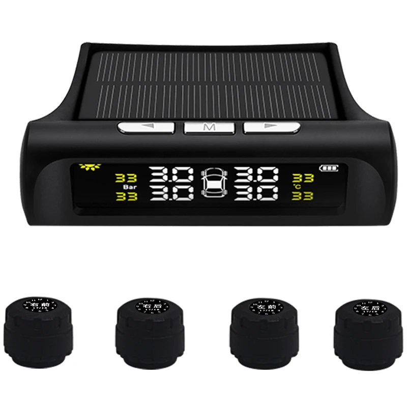 USB или солнечная зарядка автомобиля TPMS система контроля давления в шинах HD
