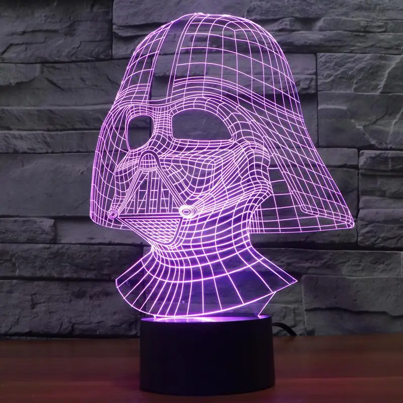 7 Красочная 3d лампа Светодиодная стереовидение настольная лампа черный рыцарь сенсорный выключатель ночник Luminaria Led 3d свет - Цвет абажура: B
