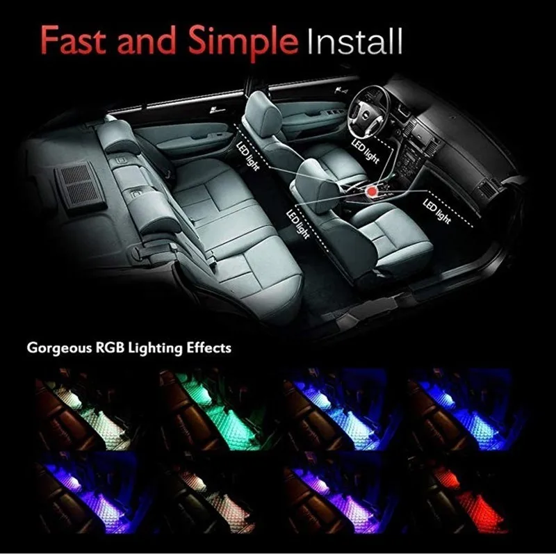 4 шт. 9 SMD пульт дистанционного управления цветная Музыка RGB LED интерьер