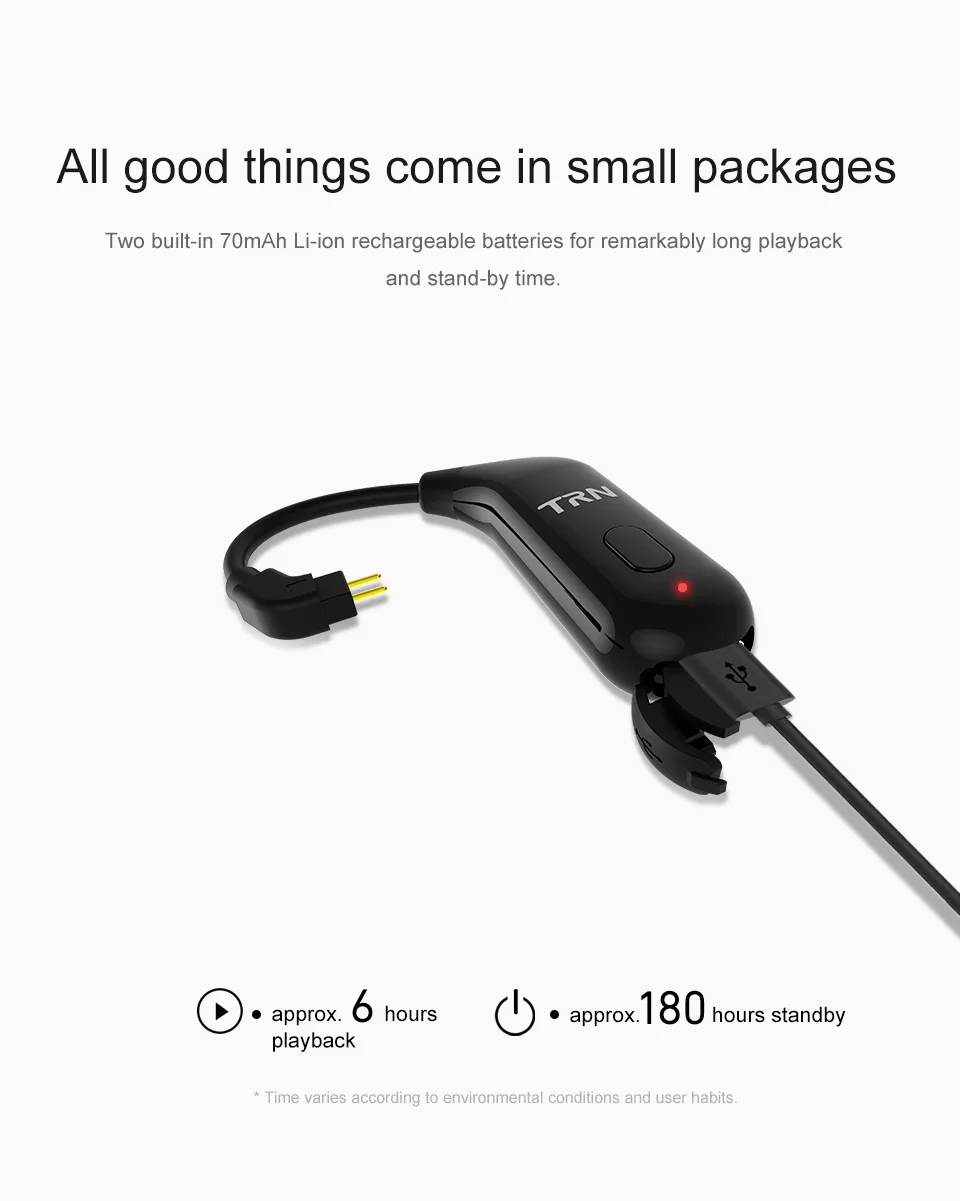 TRN BT20 Bluetooth обновление уши 5,0 Bluetooth наушники Обновление кабель для бега Bluetooth гарнитура Кабель V80 IM2 IM1 BT10 V30 T2 AIR bq3
