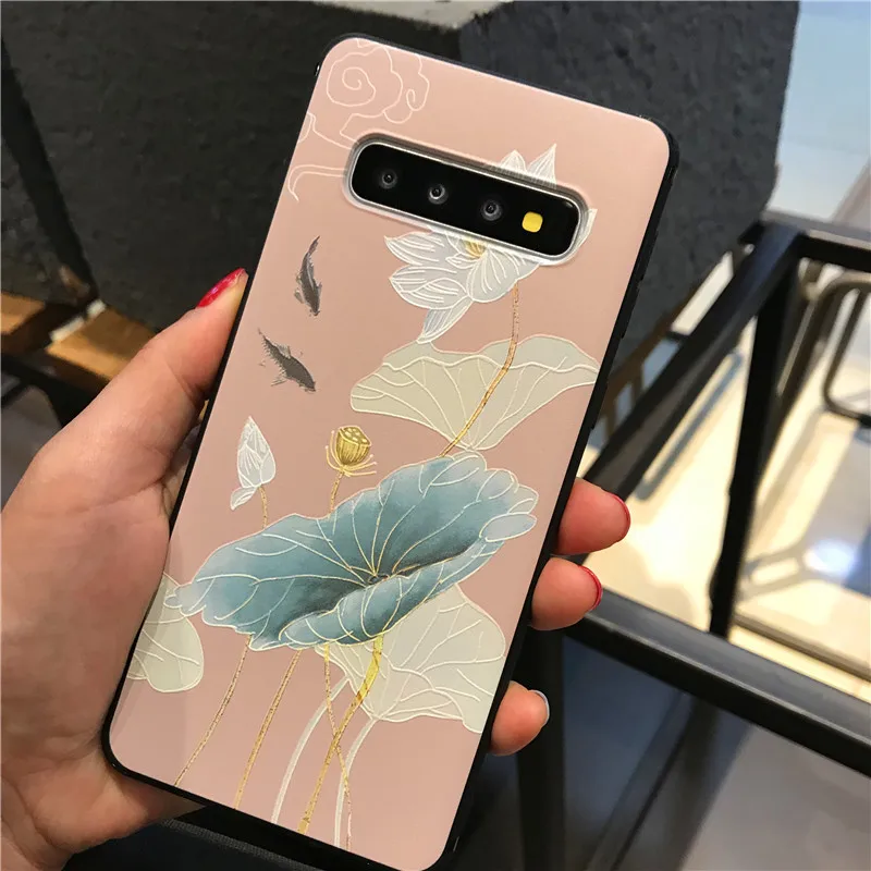 YHBBCASES китайские рельефные ТПУ Мягкие Чехлы для samsung Galaxy S8 S9 S10 Plus Ретро чехол