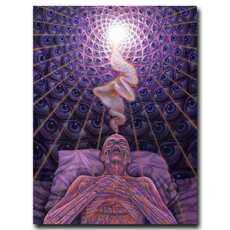 Trippy Alex серый арт шелк ткань Psychedelic плакат печать классический настенный домашний