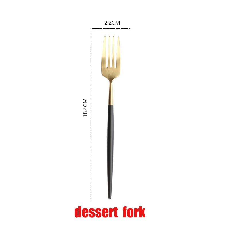 dessert fork Сталь набор столовых приборов золотые столовые приборы Нержавеющая сталь ложка посуда вилка, ложка, Посуда Кухонная ложка и набор вилок столовые приборы - Цвет: dessert fork