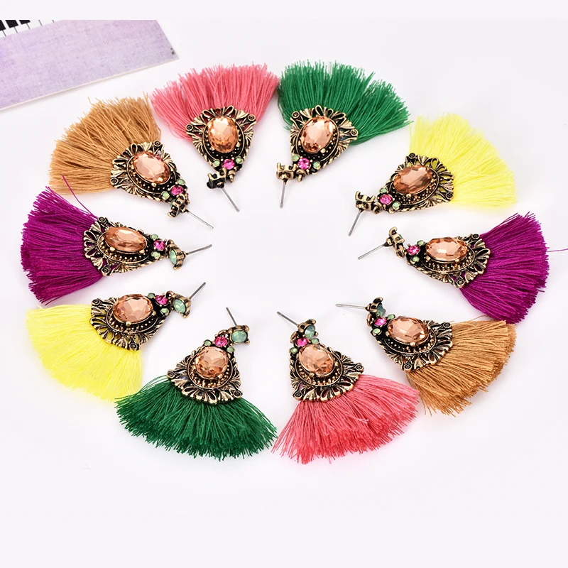 Модные длинные висячие серьги с кисточками для женщин винтажные богемные