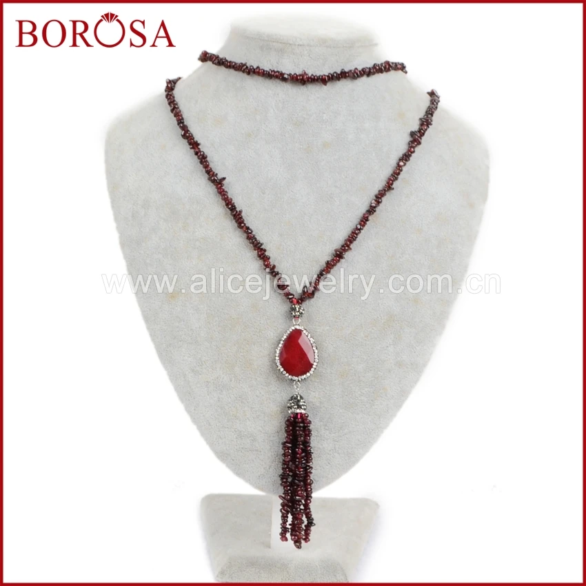 Borosa 33 ''Естественный красный агат камень падение Форма гранат кисточкой