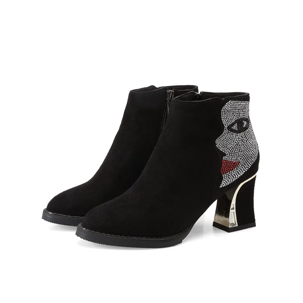 

Original Intention New Stylish Women Ankle Boots Fashion Strange Heels Boots Nice Black Blue Beige Red Shoes Woman US Size 4-16