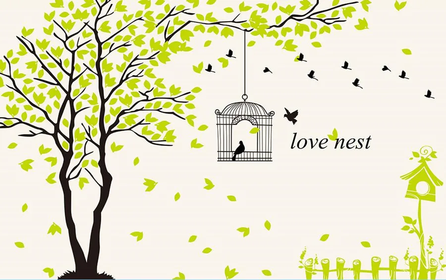 Настенные обои на заказ маленькие свежие современные простые с надписью Love nest