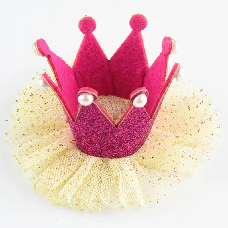 120 шт./лот мини фетровая корона с кремом блестящие сетчатые аксессуары для волос