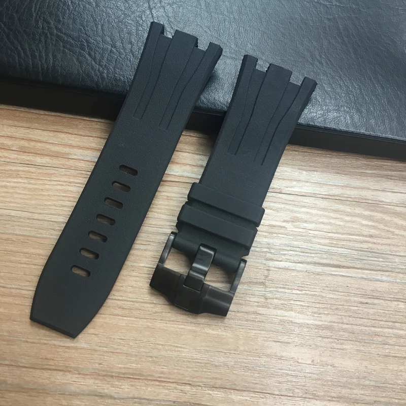 30mm Black White Waterproof Soft Rubber silicone Watchband  Watch Strap For AP 26400 44mm Case Watch Audemars And Piguet Belt