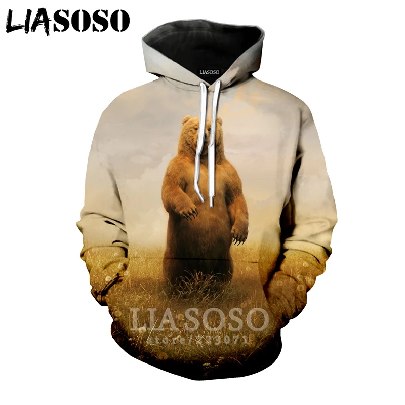 15 LIASOSO, новинка зимы, для мужчин и женщин, модная толстовка, 3D принт, животные, медведь, толстовки, длинный рукав, круглый вырез, топ, Harajuku, пуловер, B107-7 - Цвет: 15
