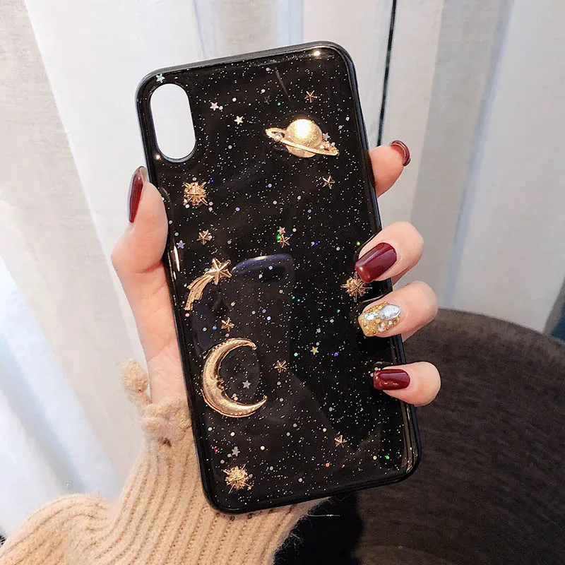 Модный Блестящий чехол со звездами и Луной для телефона iphone 11 Pro max XR X XS MAX 7 8 6 6s plus