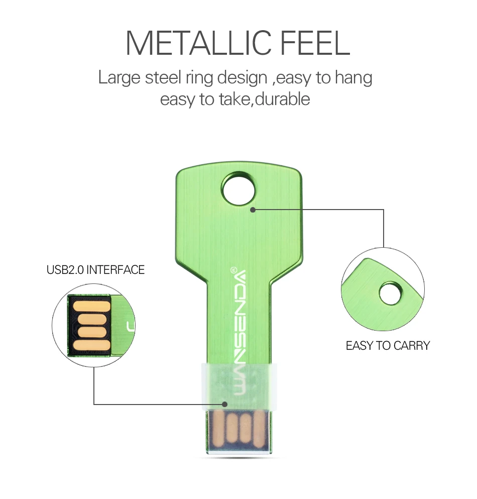 Wansenda usb флеш-накопитель в форме ключа, водонепроницаемая ручка-накопитель, 4 ГБ, 8 ГБ, 16 ГБ, 32 ГБ, 64 ГБ, реальная емкость, USB 2,0, флешка, флеш-карта памяти
